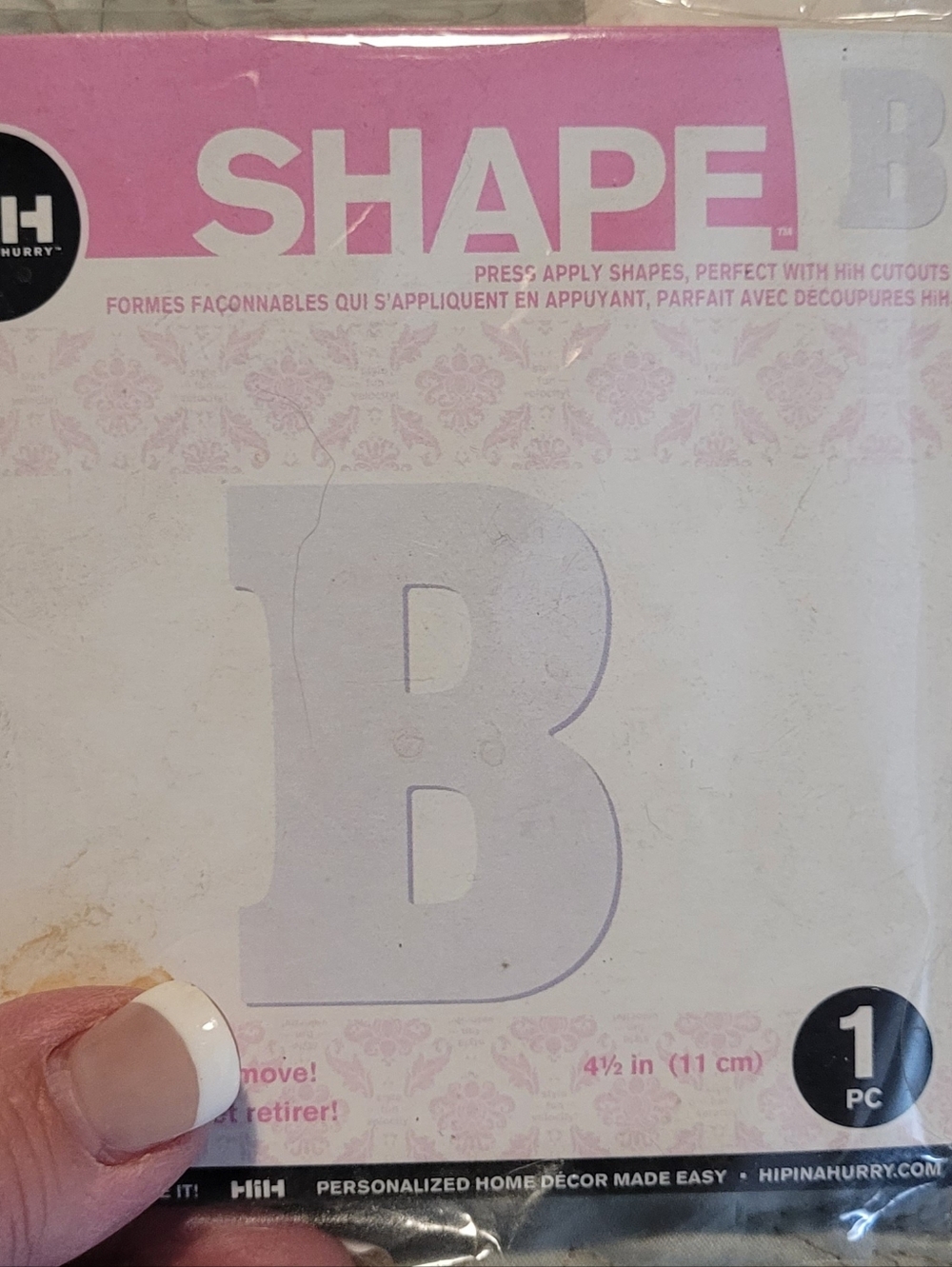 SHAPE Press-On Decorative Letter B - Pale Pink